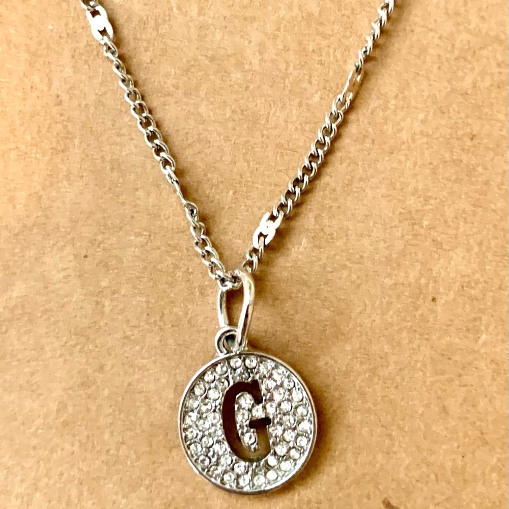 NIB Silver Initial Necklace with CZ accents